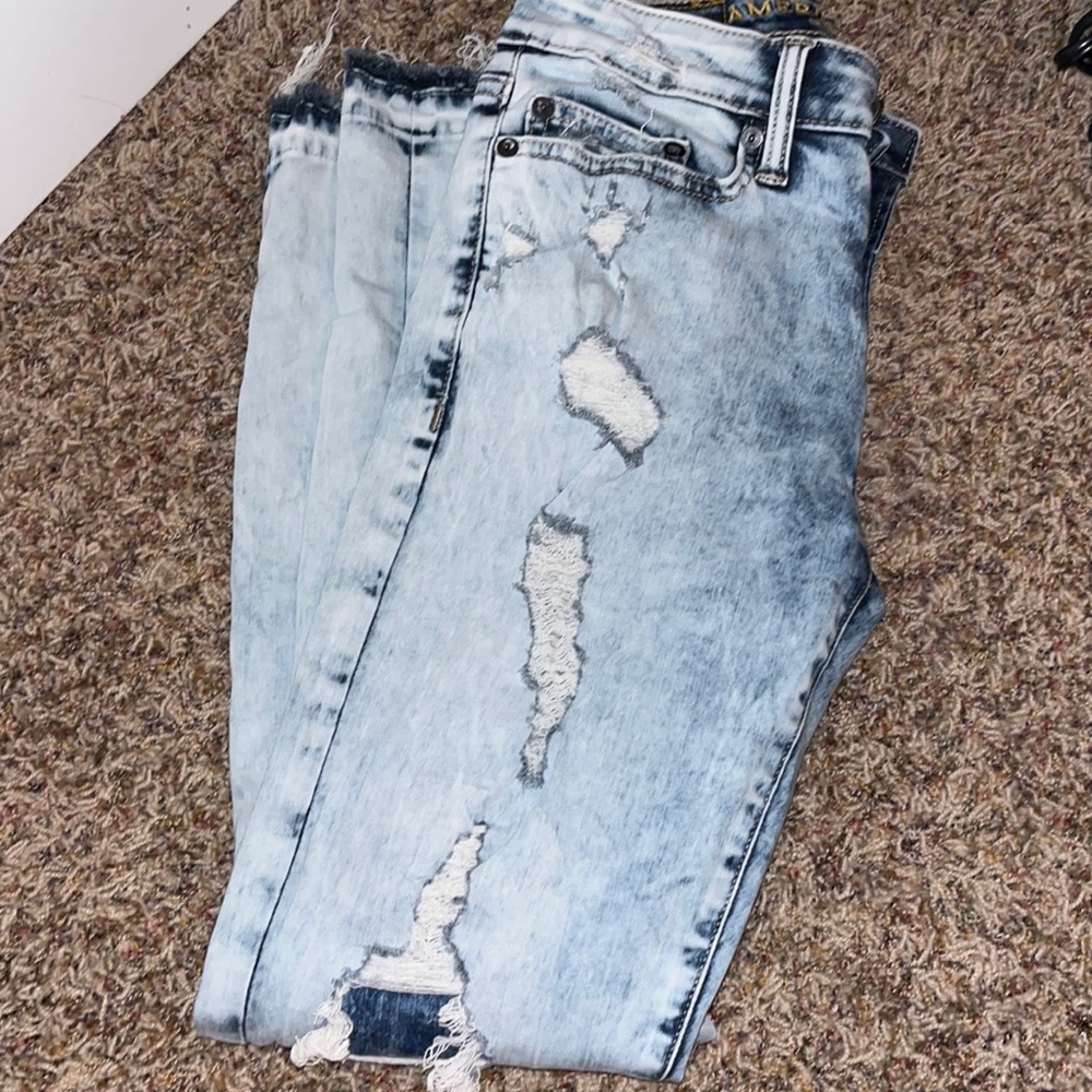 American eagle acid wash jeans. Not sold anymore!! extreme flex fit.